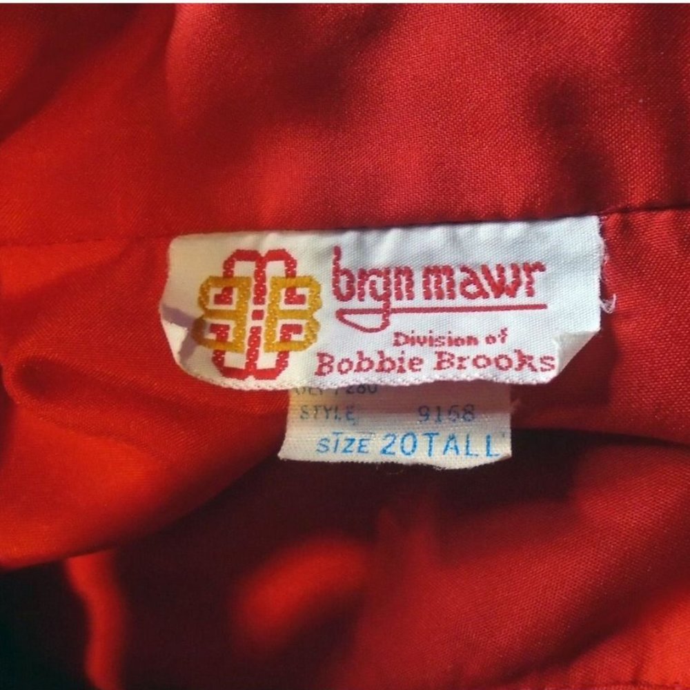 Plus Size Vintage Red Blouse, 70s Long Sleeve Top With Tie Belt VFG - Picture 6 of 8